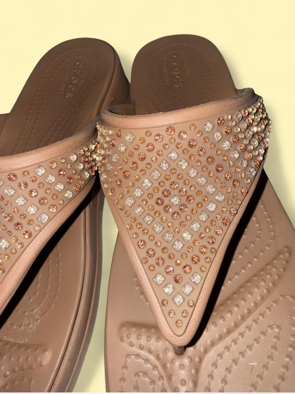 CROCS Women’s Brown Jeweled Thong Sandals